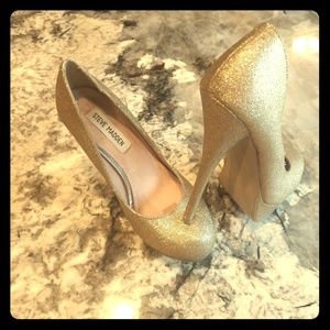 Steve Madden gold glitz platforms